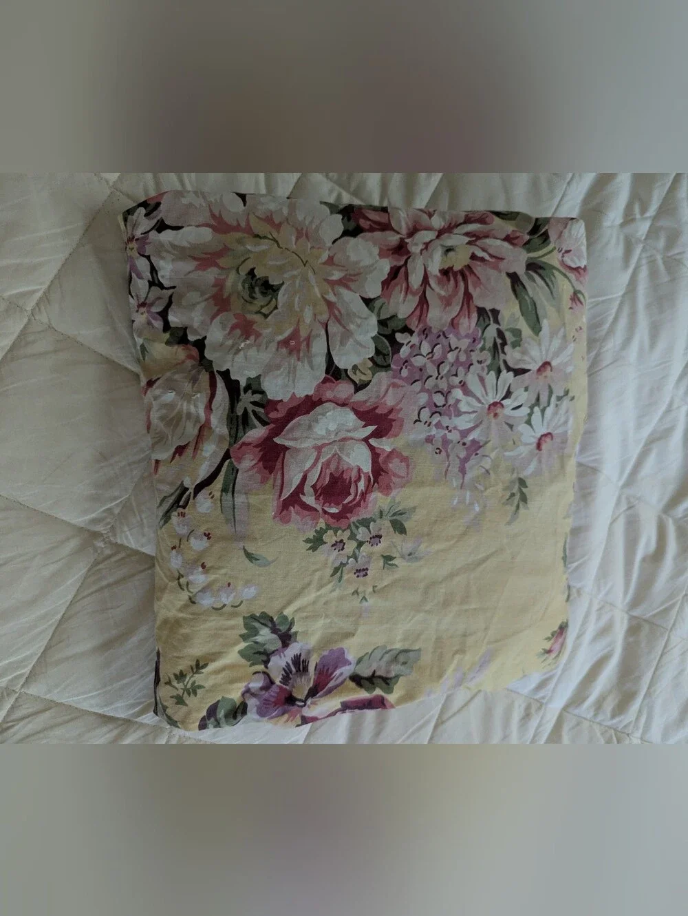 Ralph Lauren Brooke Yellow Floral Fitted Sheet Twin Cotton Cottage Country